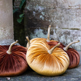 Medium Decorative Velvet Pumpkin in Light Orange - Excess Stock