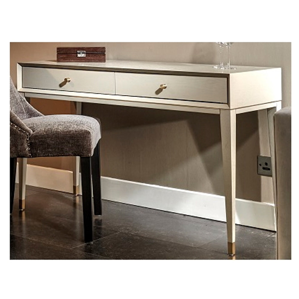 RV Astley Bayeux Dressing Table in Ceramic Grey with Brass Fittings