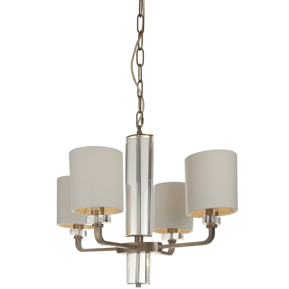 RV Astley Blea Chandelier with Crystal and Antique Brass Finish