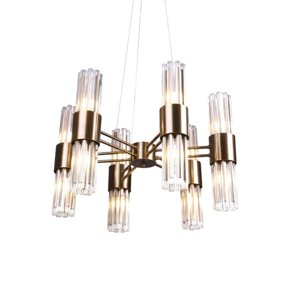 RV Astley Colmar Chandelier with Six Arms in Antique Brass