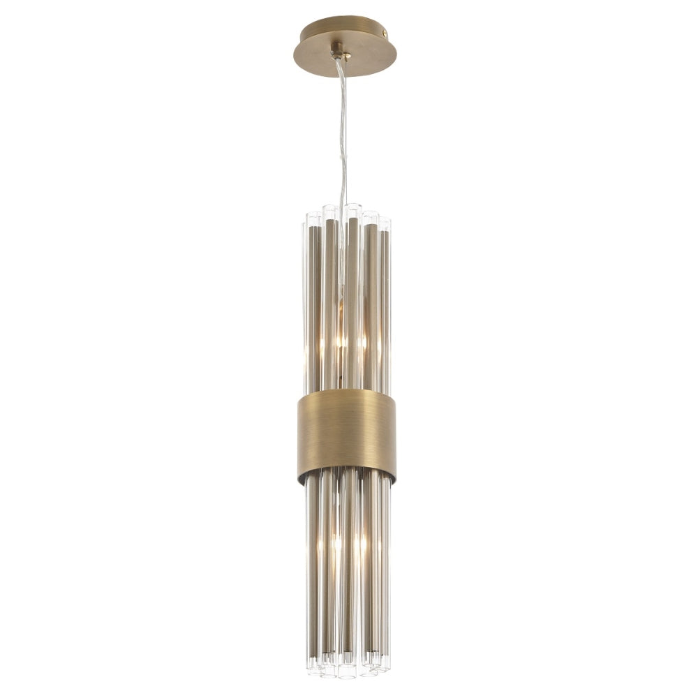 RV Astley Colmar Pendant Light with Antique Brass and Clear Glass Finish