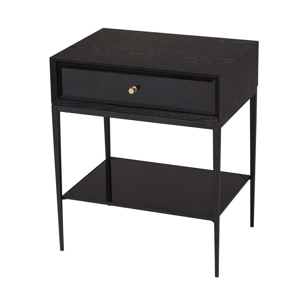 RV Astley Finola Side Table in Black Metal and Glass