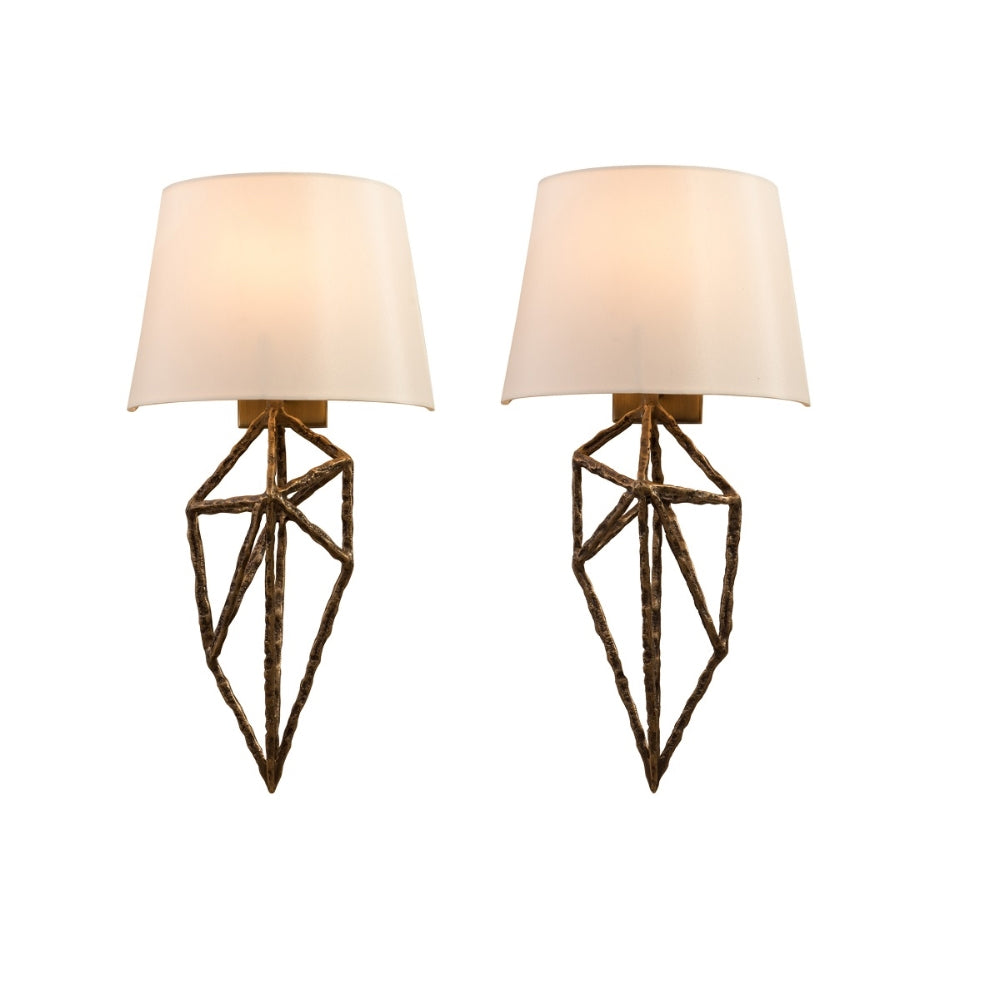 RV Astley Lyra Wall Lamps with Antique Brass Finish – Set of 2