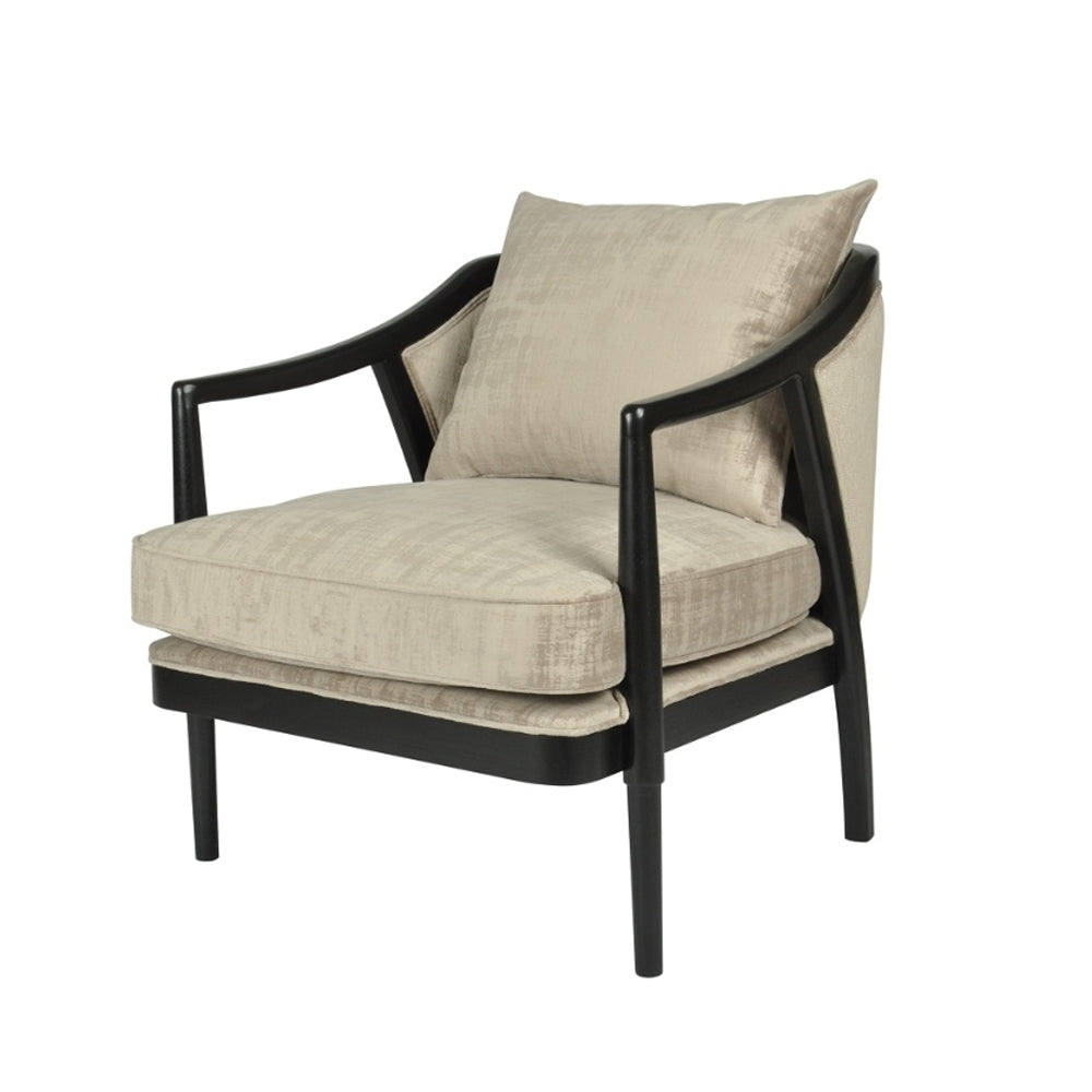 RV Astley Potenza Chair in Natural Velvet and Black Wood
