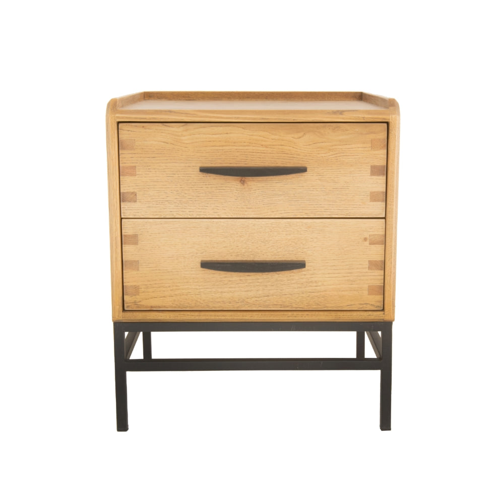 RV Astley Brue Side Table in Natural Oak – 2 Drawers