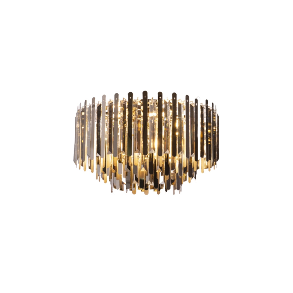 RV Astley Mabel Flush Ceiling Light in Smoked Glass and Polished Nickel – Large