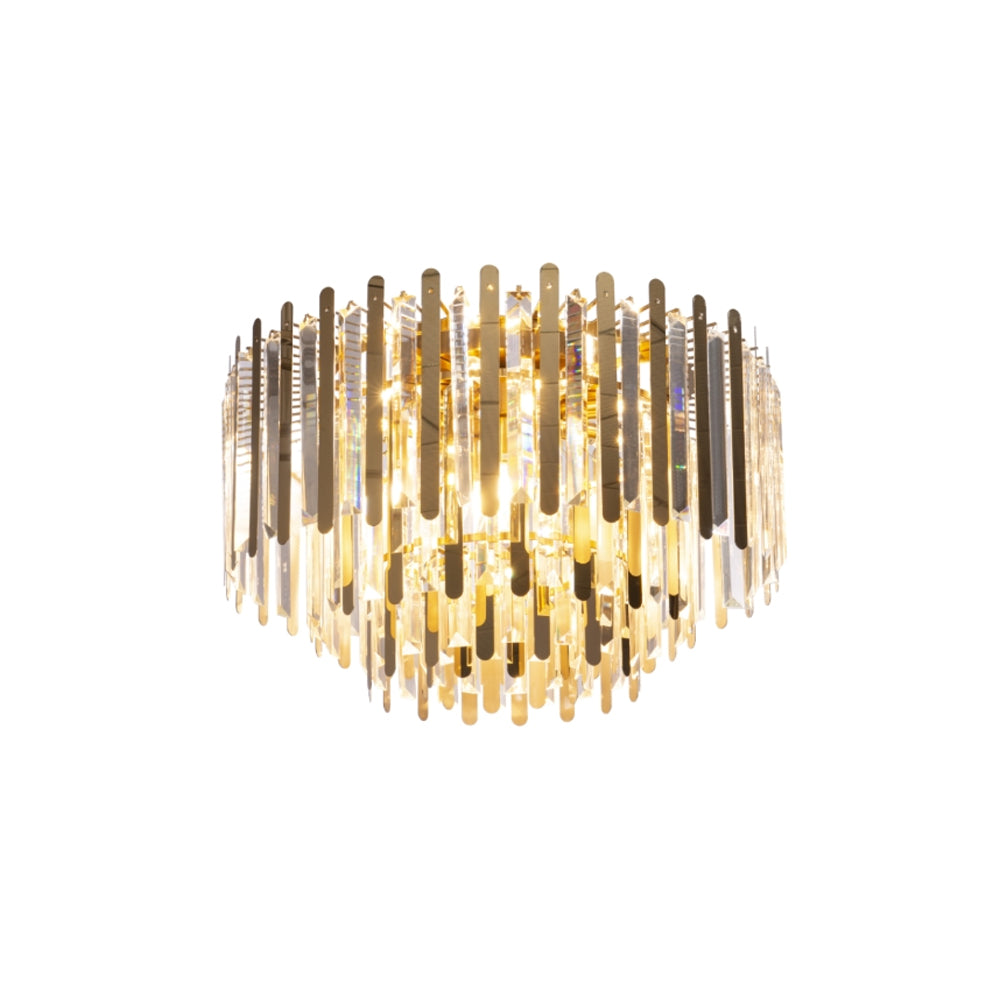 RV Astley Mabel Flush Ceiling Light in Clear Glass and Polished Gold – Large