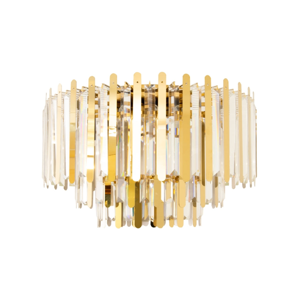 RV Astley Mabel Flush Ceiling Light in Clear Glass and Polished Gold – Large