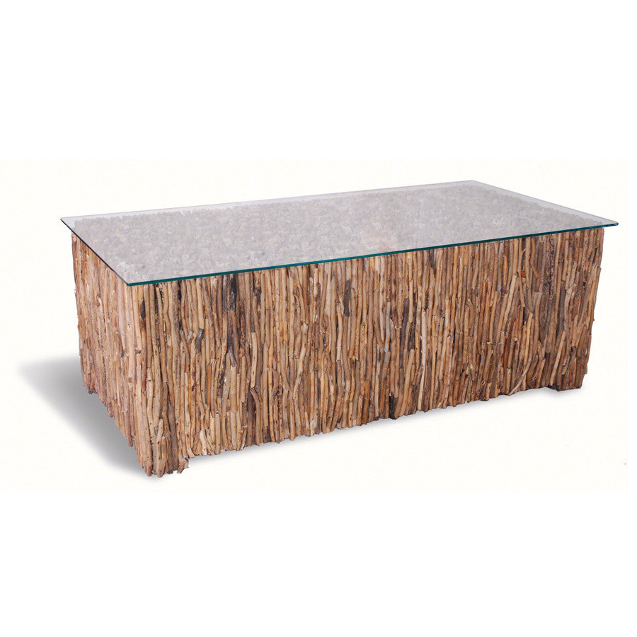 Rectangle Driftwood and Glass Coffee Table