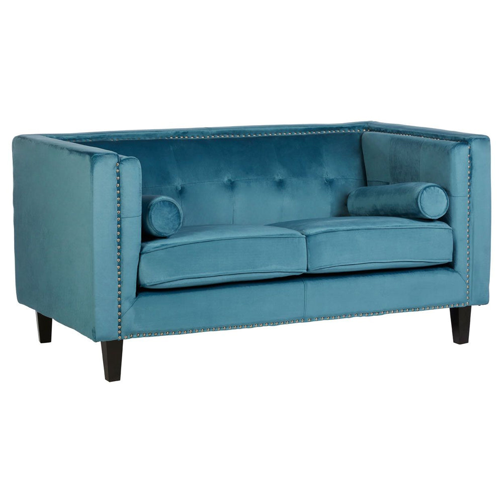 Regina 2-Seater Sofa in Blue Velvet
