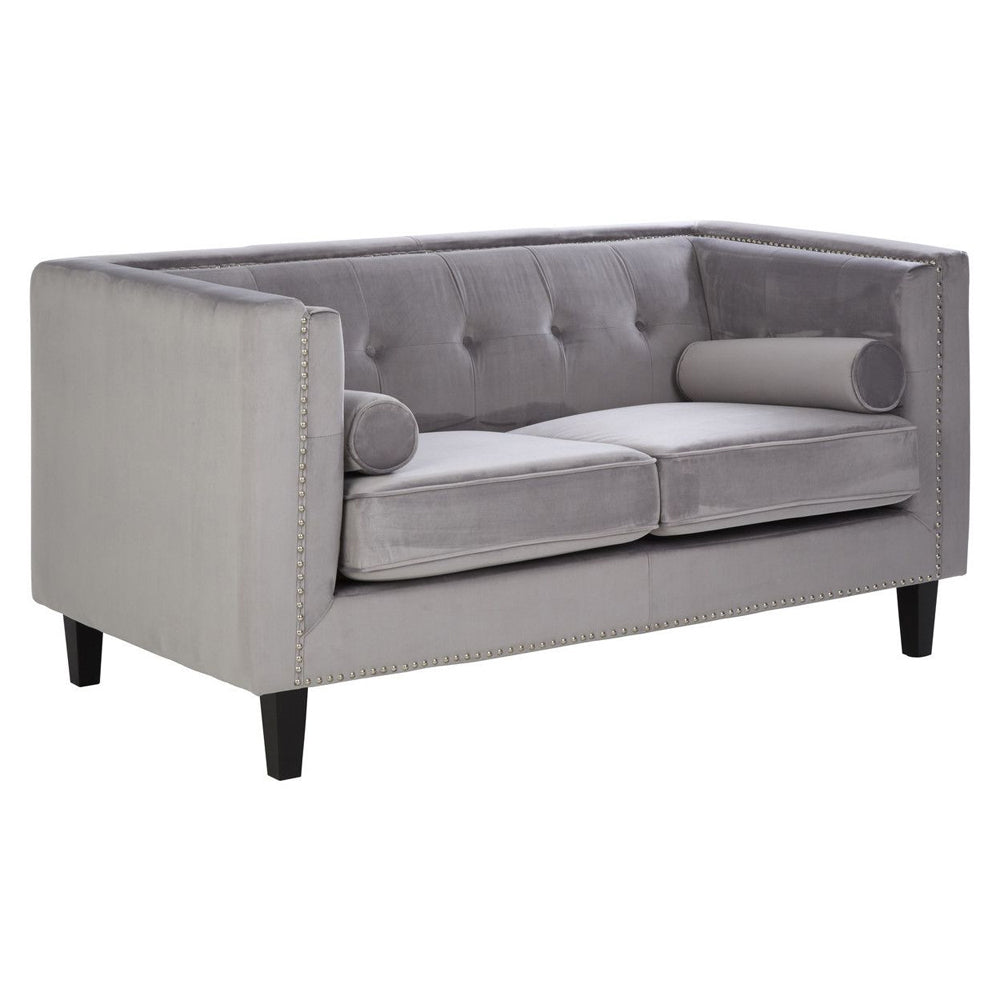 Regina 2-Seater Sofa in Grey Velvet