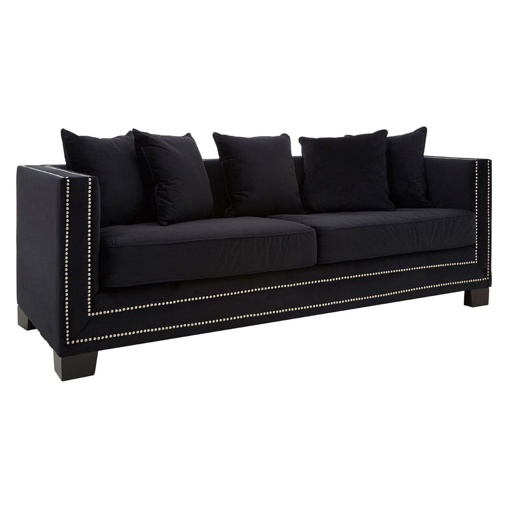 Regis 3-Seater Sofa in Black Velvet