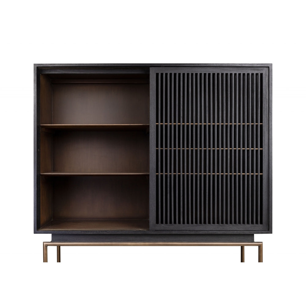 Relino Cabinet with Mindi Wood and Dark Brass Metal