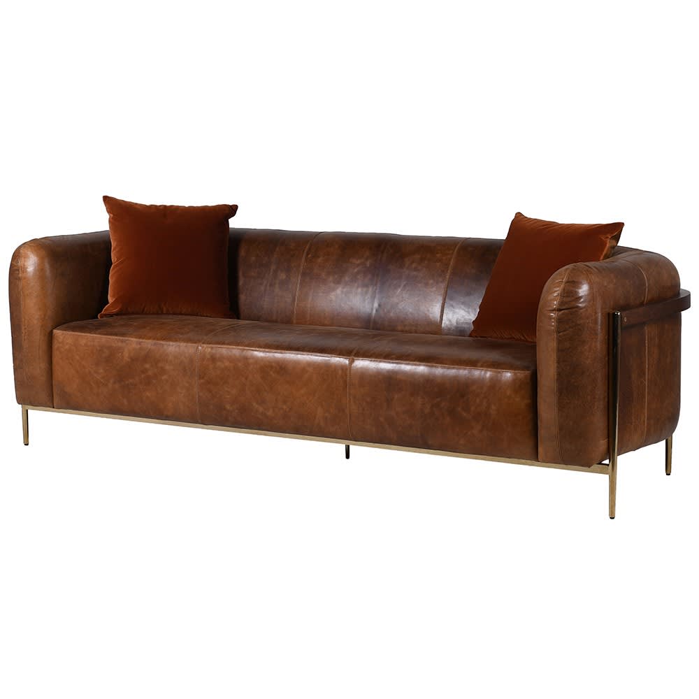 Ribellini Leather Sofa in Chestnut Brown