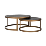 Richmond Interiors Blackbone Oak and Steel Paired Coffee Tables - Brass