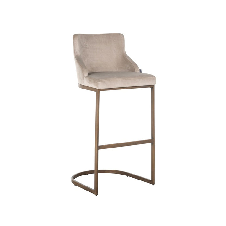 Richmond Interiors Bolton Barstool in Khaki and Brushed Brass