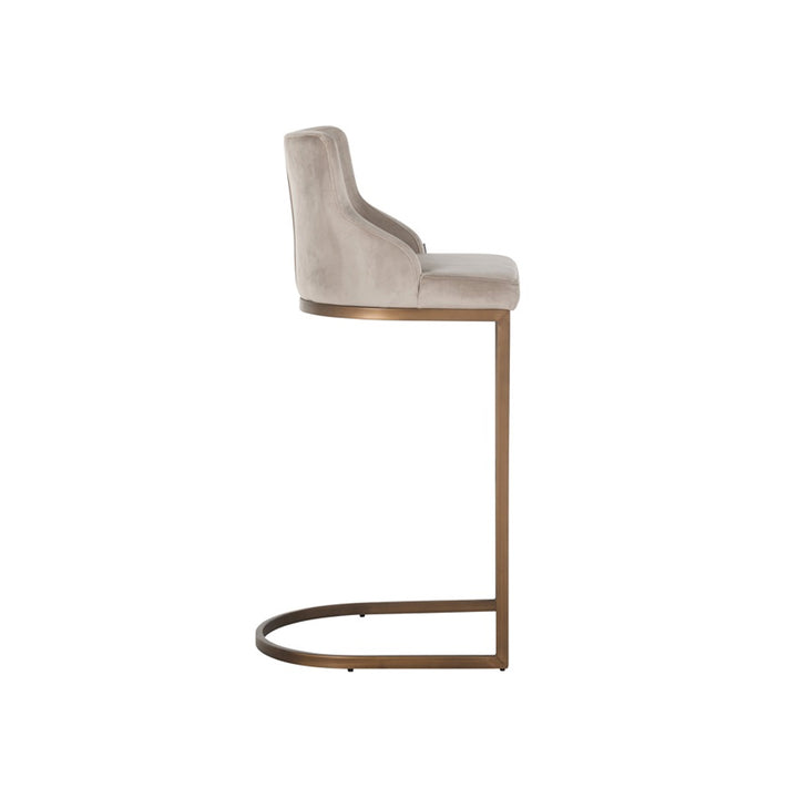 Richmond Interiors Bolton Barstool in Khaki and Brushed Brass