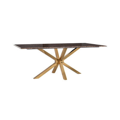 Richmond Interiors Conrad Dining Table with Faux Marble and Gold Stainless Steel