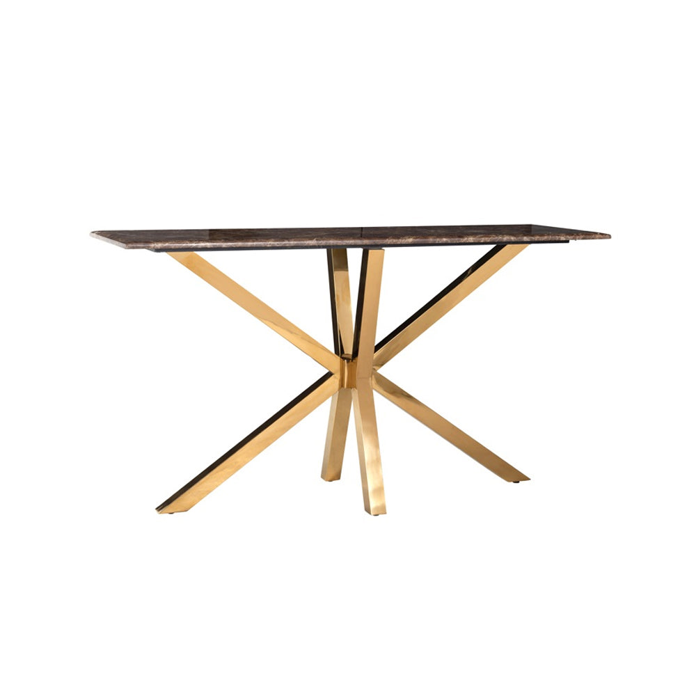 Richmond Interiors Conrad Console Table with Faux Marble and Gold Stainless Steel
