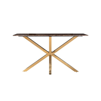 Richmond Interiors Conrad Console Table with Faux Marble and Gold Stainless Steel