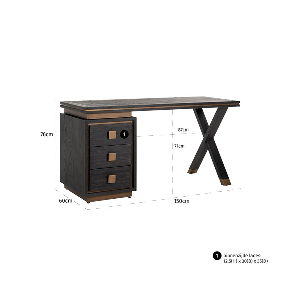 Richmond Interiors Hunter Desk – 3 Drawers