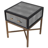 Dellora Side Table in Oak and Faux Shagreen