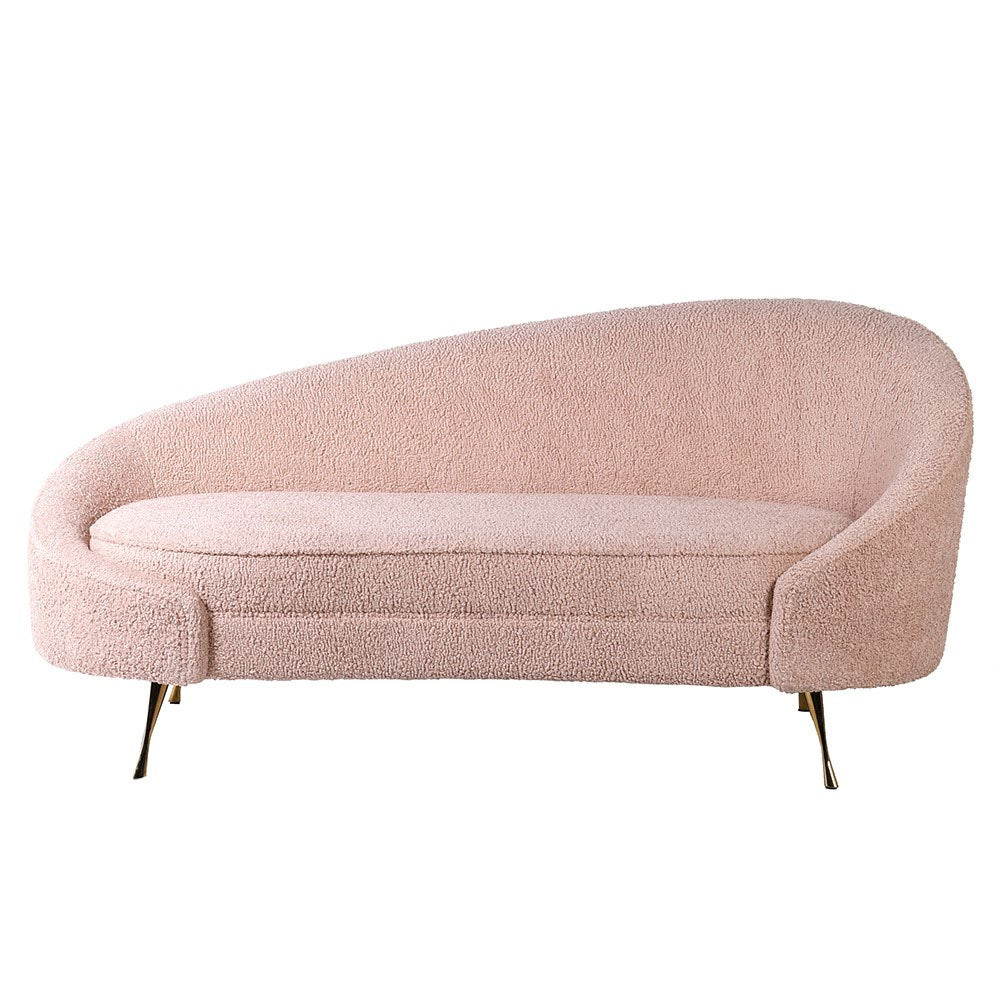 Sakura Curved Sofa in Pink Boucle Fabric