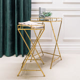 Shangri-La Set of 2 Gold Bamboo Side Tables