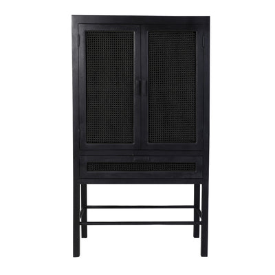 La Granja Cabinet with Black Wood and Black Woven Canework