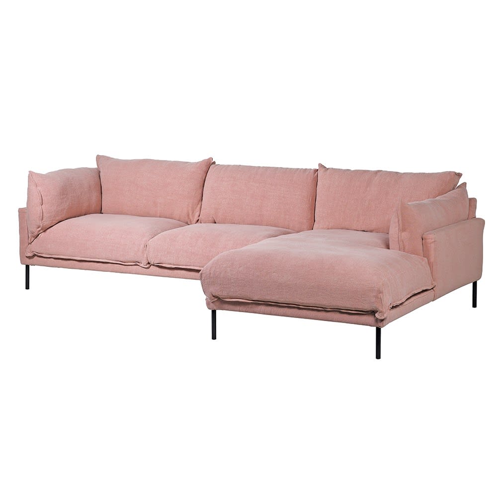 Tuston Corner Sofa with Dusky Pink Linen