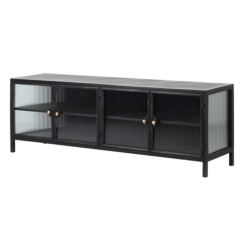 Umbra Entertainment Unit in Black Metal and Ribbed Glass