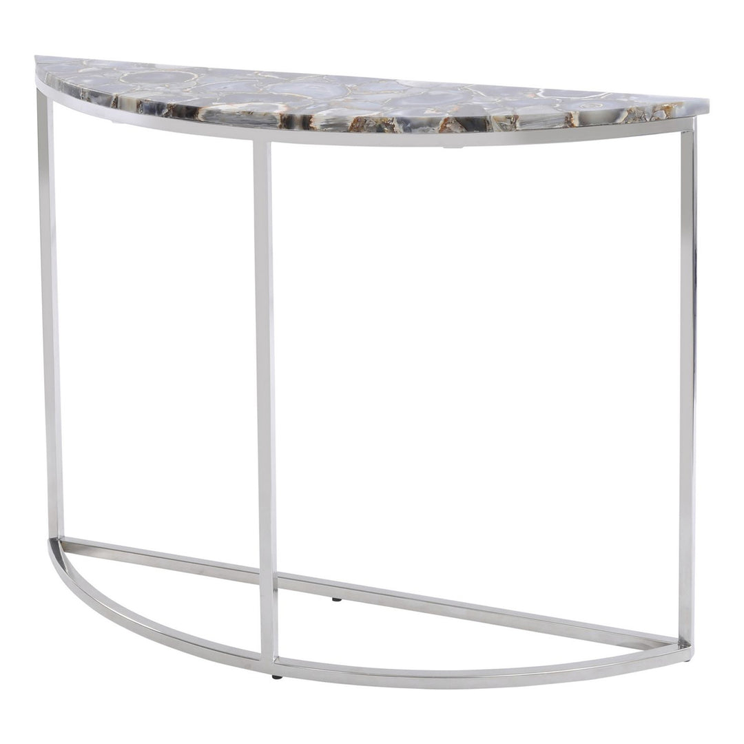 Libra Interiors Agate Crescent Console Table with Nickel Frame