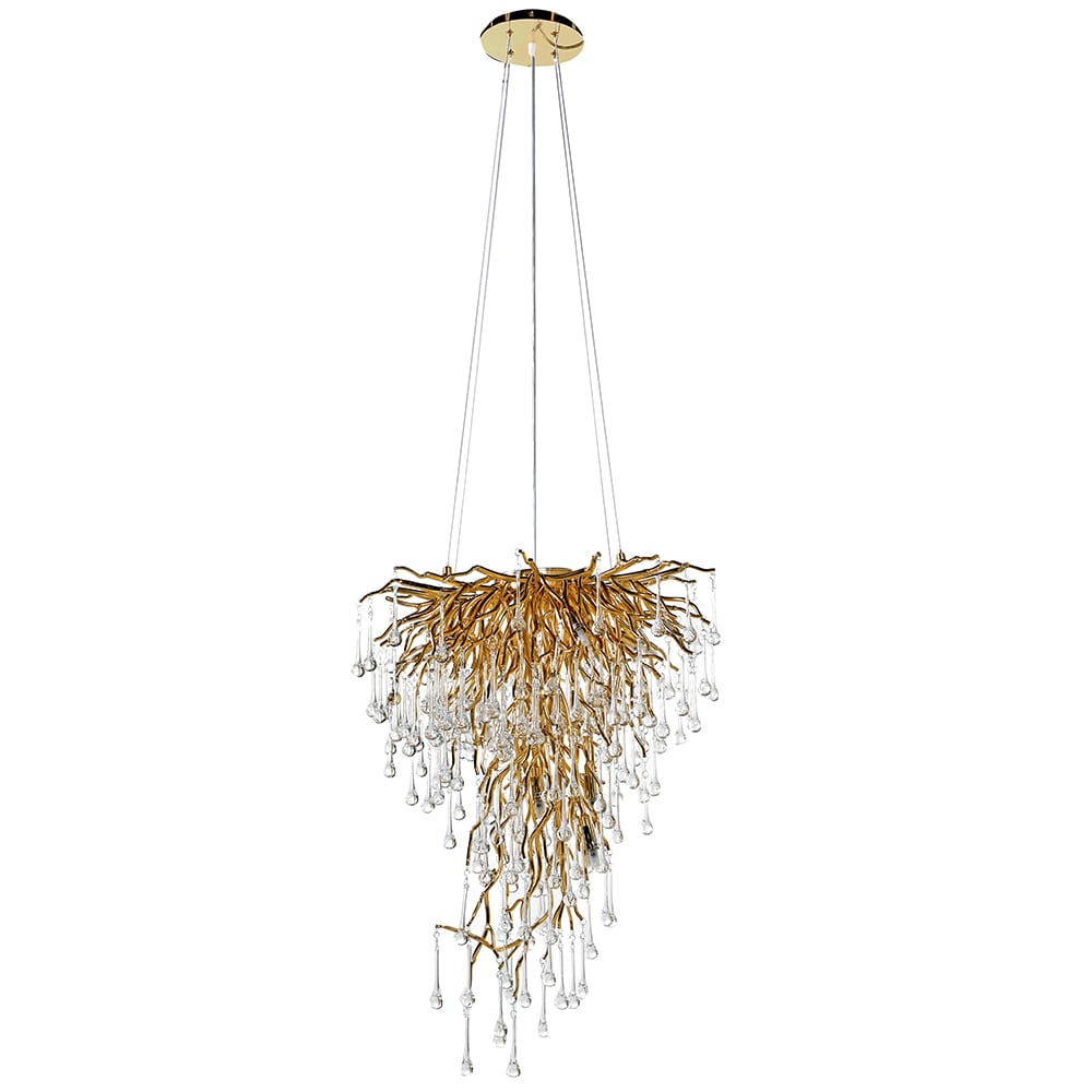 Wisdom Tiered Glass Droplet Chandelier in Antique Gold