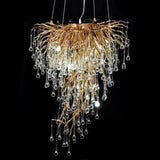 Wisdom Tiered Glass Droplet Chandelier in Antique Gold
