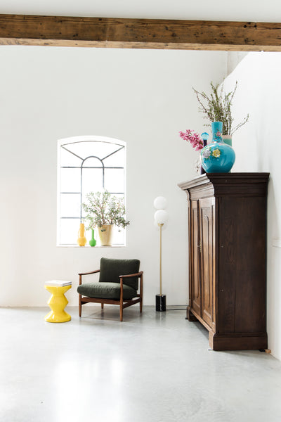 Pols Potten Migg Zig Zag Stool in Yellow Lacquered Polyester
